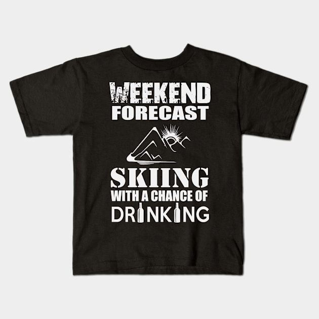 Weekend Forecast Skiing Kids T-Shirt by helloshirts